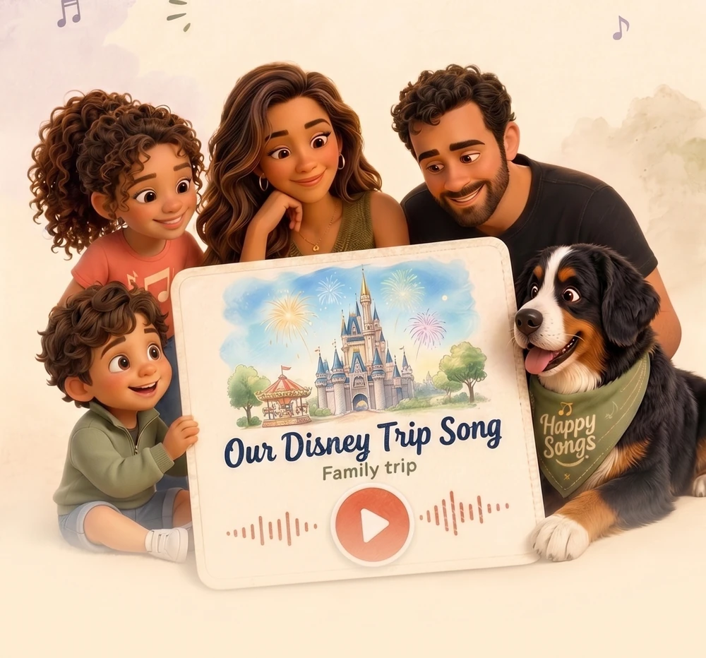 The Happy Songs family making music together at home
